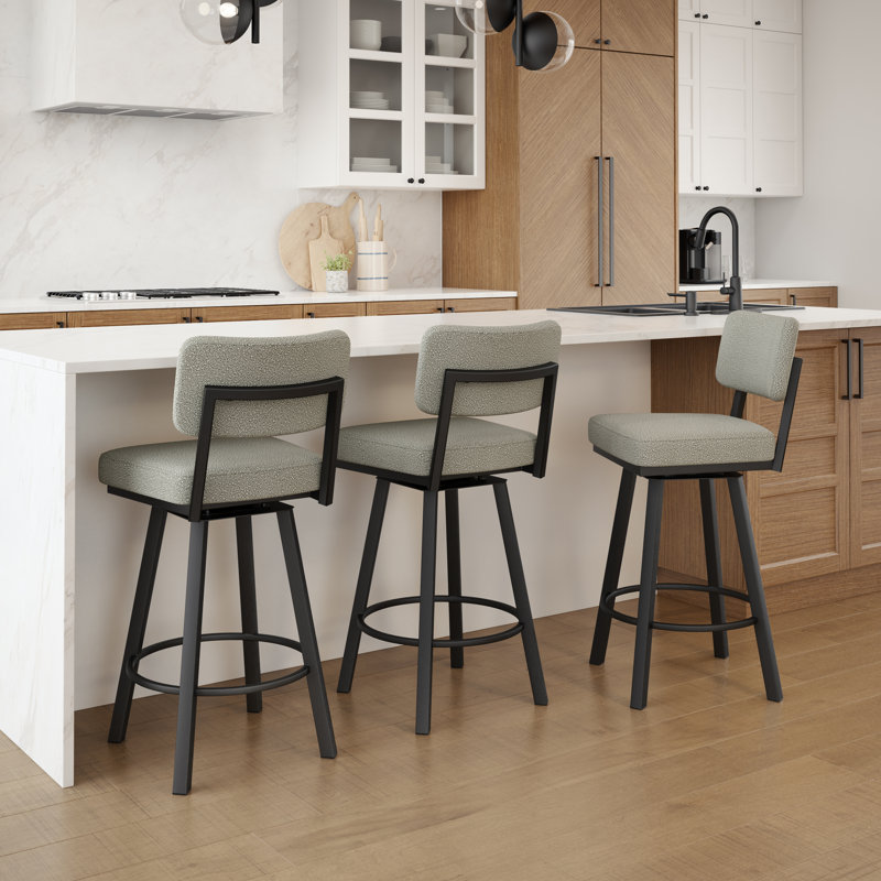 Tabouret de bar et de comptoir pivotant Amoriah, Tabouret de comptoir (siège d'une hauteur de 26,7, Beige clair, Noir