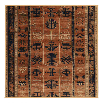 Machine Washable Art Deco Brown Area Rug
