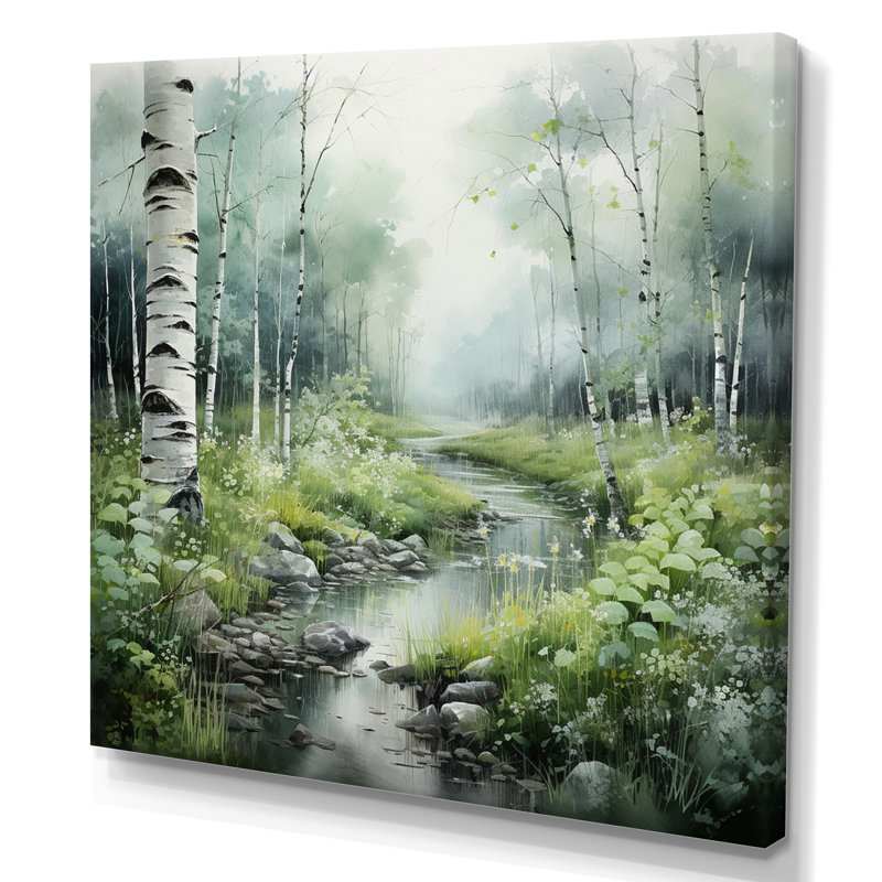 Birch Woods Ethereal Elegance V - Tree Birch Printed Canvas Art, Wrapped Canvas, 24" H x 24" W