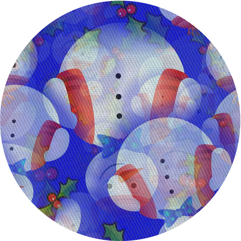 Tapis décoratif bleu sincope, Rond 5 pi