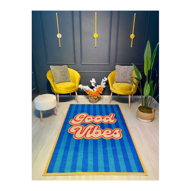 Tapis tissé bleu marine Mosso, 2 pi 6 po x 9 pi 10 po