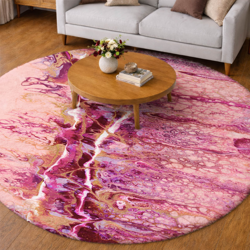 Premium Machine Washable Dream Shag ADS61 Abstract Rug, 8' Round