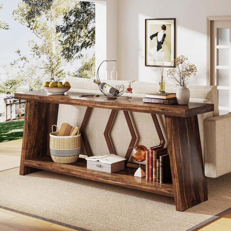Console de style maison de ferme 709 pouces extra longue à 2 niveaux
