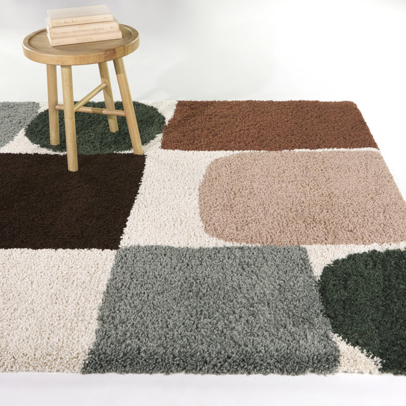 Wasser Cream Abstract Modern Area Rug, Rectangle 5'3" x 6'11.9"