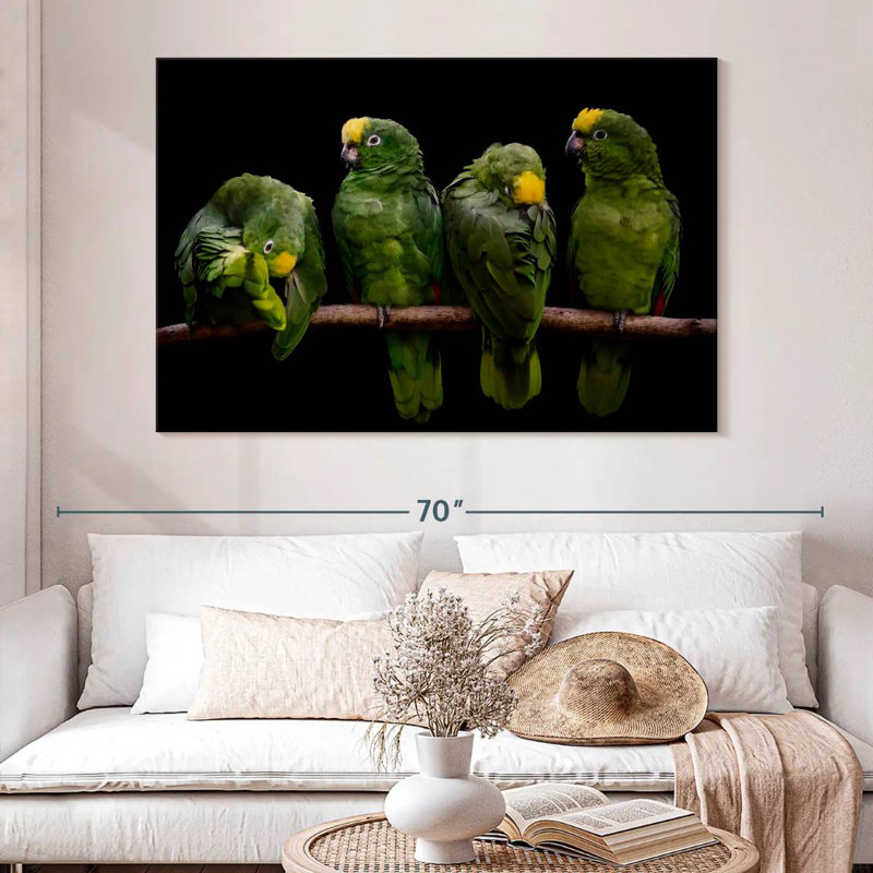Crowle Crowned Parrots, 24" H x 36" W