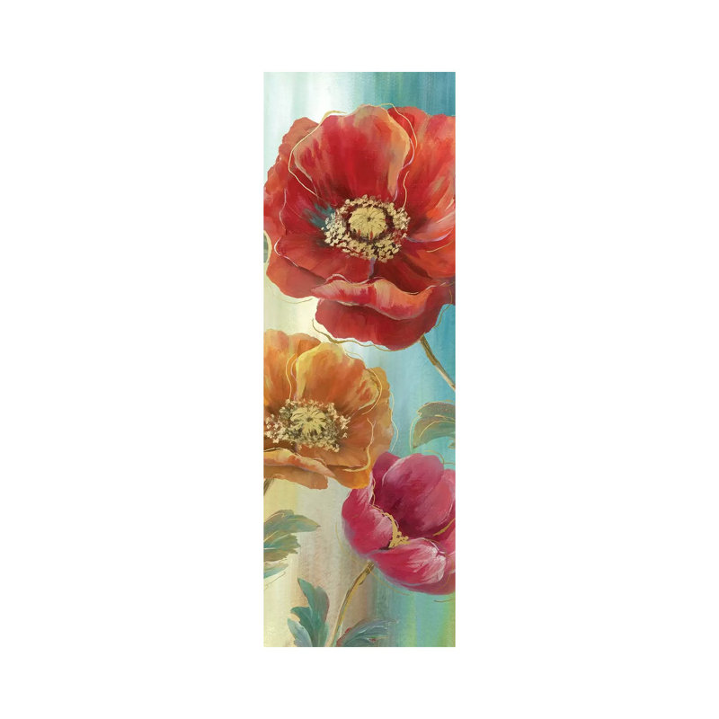 Poppy Panel Red II by Nan - Wrapped Canvas Panoramic Painting, 121.92cm H x 40.64cm W x 1.91cm D