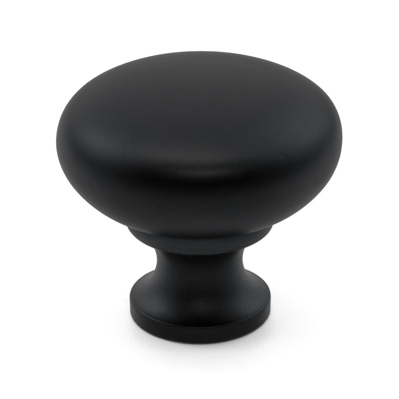 Black Round Cabinet Knobs with Mounting Hardware, Set of 10