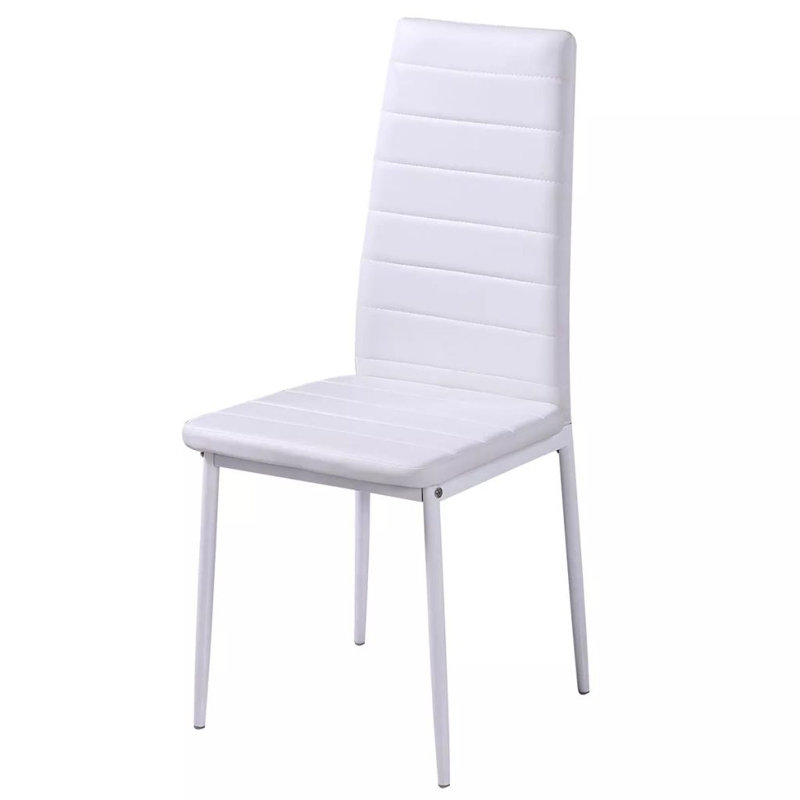 5/7 Piece Dining Set Glass Table Artificial Leather Chairs, White