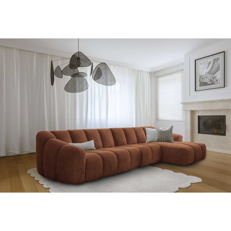 Shell Corner Sofa , Orange, 6, Right Hand Facing