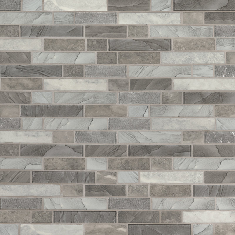 Montessa Voltaria Interlocking 12 in. x 12 in. Glossy Glass Mosaic Floor and Wall Tile
