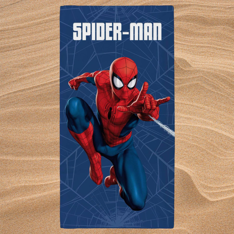 Marvel Spider-Man Web Beach Towel Blue Superhero Official Merchandise 70x140cm