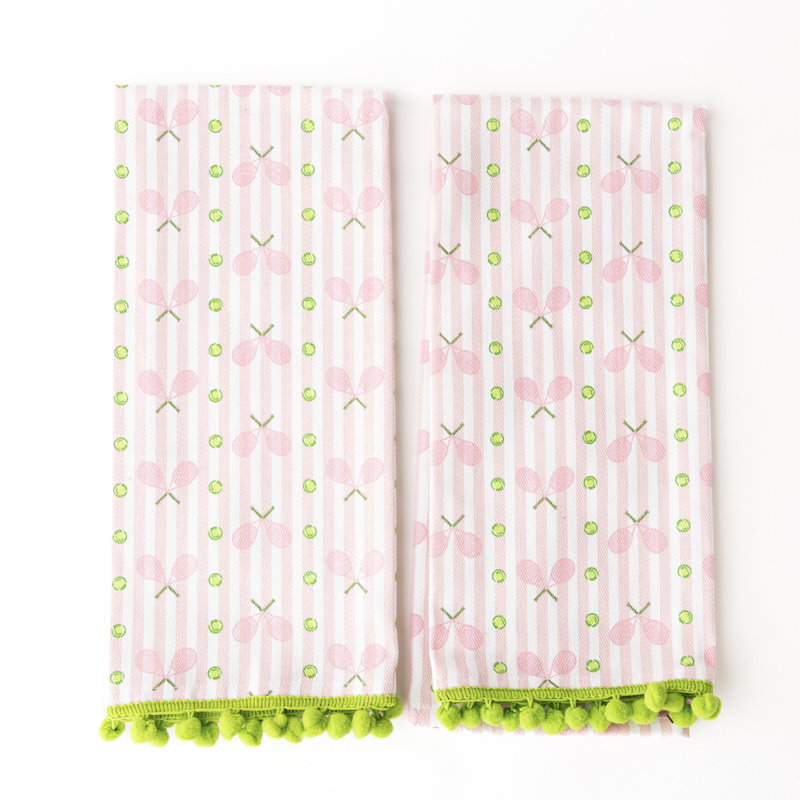 Pink Tennis Stripe Kitchen Towel Set