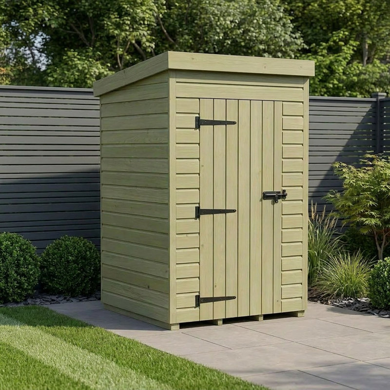 Total Sheds 4ft x 4ft Pent Garden Shed - Single Door - No Windows - Pressure Treated Timber - UK Manufactured