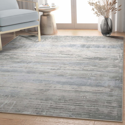 Nuzzo Havana Modern Geometric Lines Flat-Weave Beige Blue Area Rug