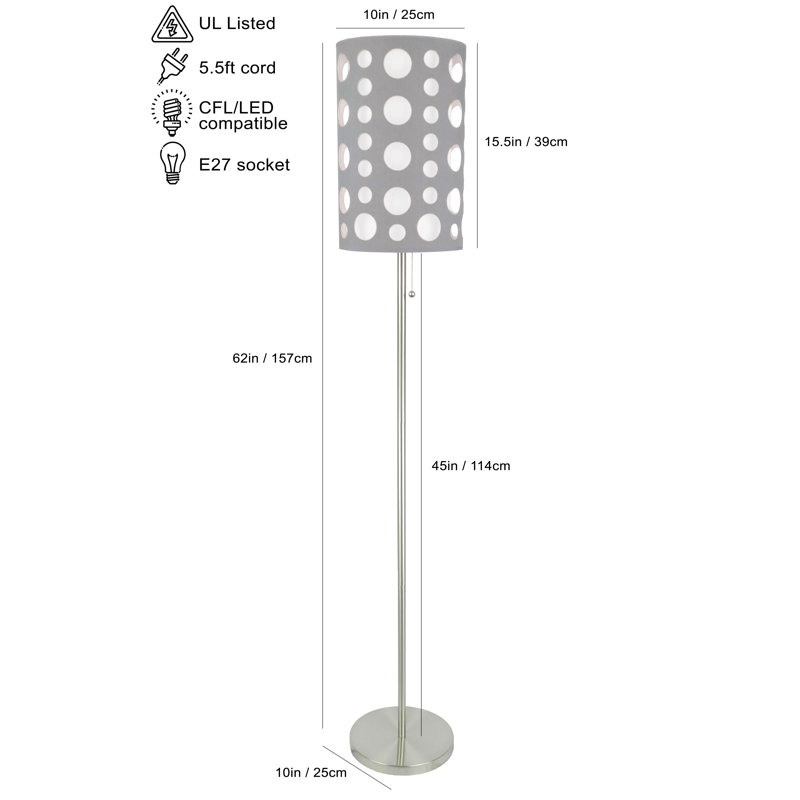 62"H Grey/White Retro Floor Lamp