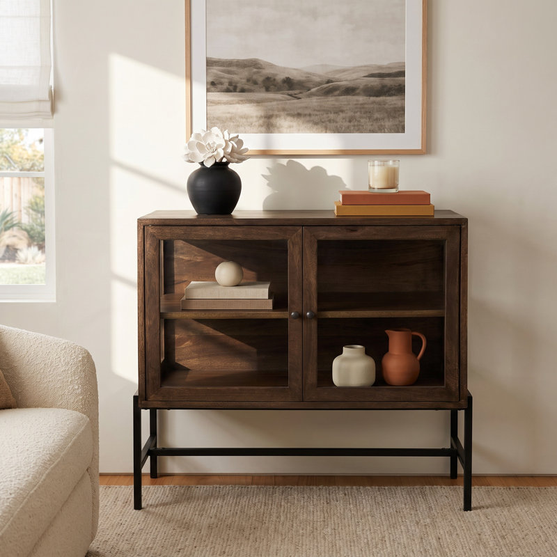 Warner Solid Wood Accent Cabinet, Medium Brown