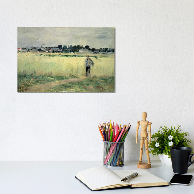 In The Wheatfield At Gennevilliers, 1875 by Berthe Morisot - Wrapped Canvas Painting, 20.32cm H x 30.48cm W x 1.905cm D