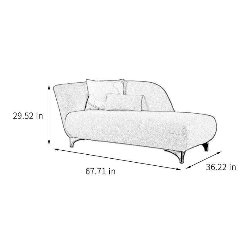 Minimalist creative fashion leisure chaise lounge, Warrm Grey, Left Hand Facing
