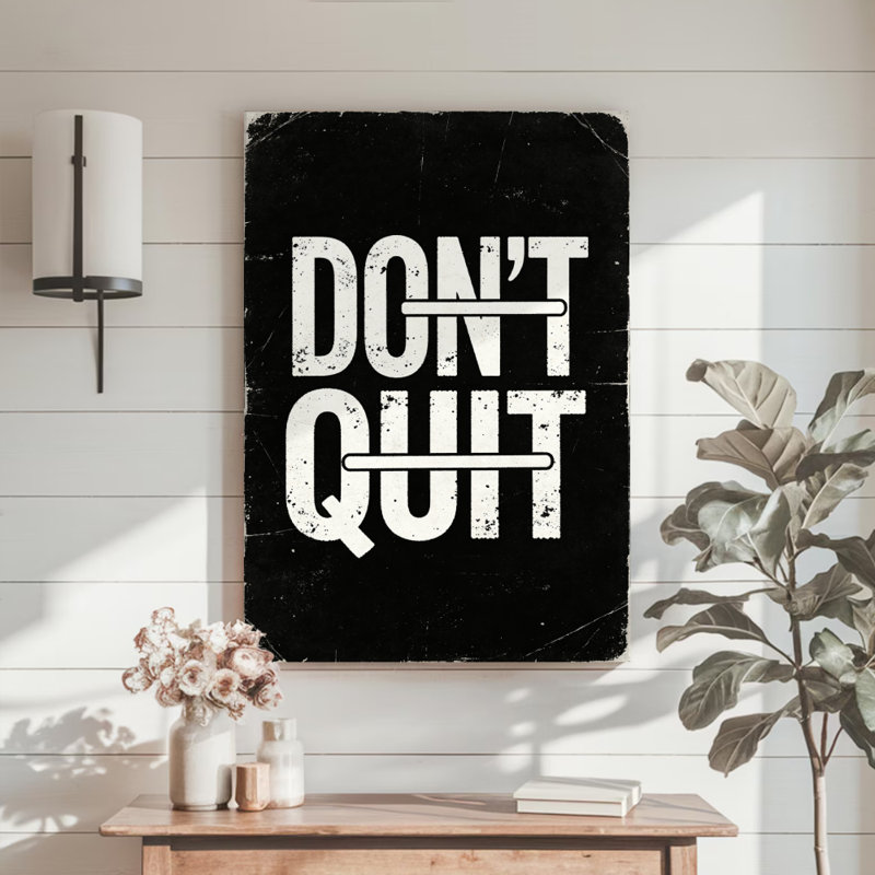Tableau sur toile « Ne quittez pas » en caractères gras sans serif, 61 x 91 cm (24 x 36 pouces), impression galerie, typographie noire et blanche, décoration murale pour la maison, le bureau, la salle de sport et la chambre.