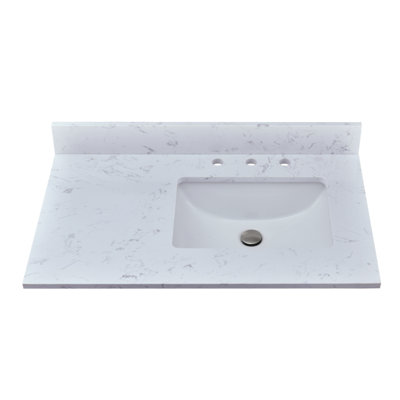 Dessus de meuble-lavabo de 36 po en pierre reconstituée avec lavabo - pour remplacement de meuble-lavabo, sans armoire