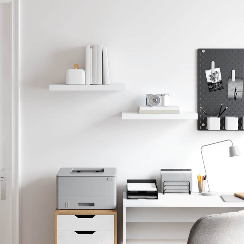 Tablette murale Tablette flottante à fixation murale pour cadre photo, H 1,5 po x l 19,7 po x P 9,1 po, Blanc