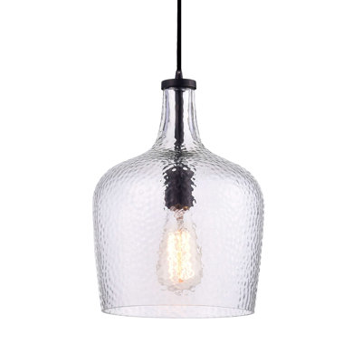 Kettner 9.5" W 1-Light Dimmable Pendant with Hammered Glass