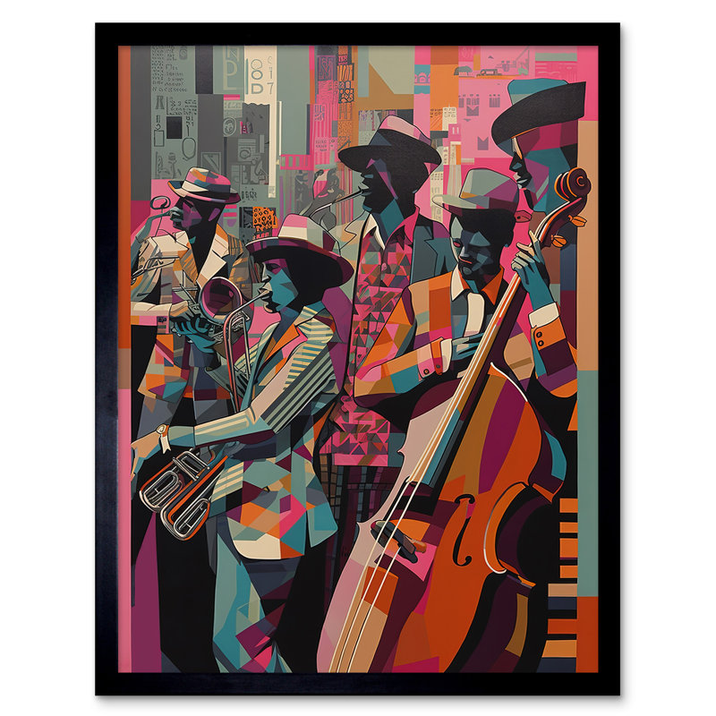 Merlemont New Orleans Jazz Festival Musicians Warming up in the City Street 1 Piece Single Picture Frame Wall Art