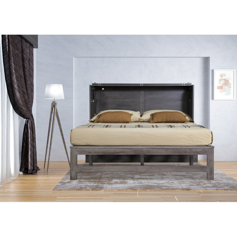 Jarita Solid Wood Murphy Storage Bed, Galaxy Gray