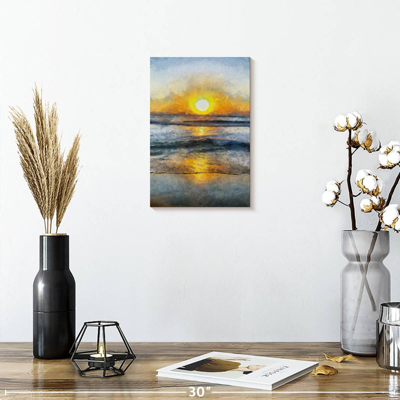 Soleil abstrait, H 12 po x l 8 po