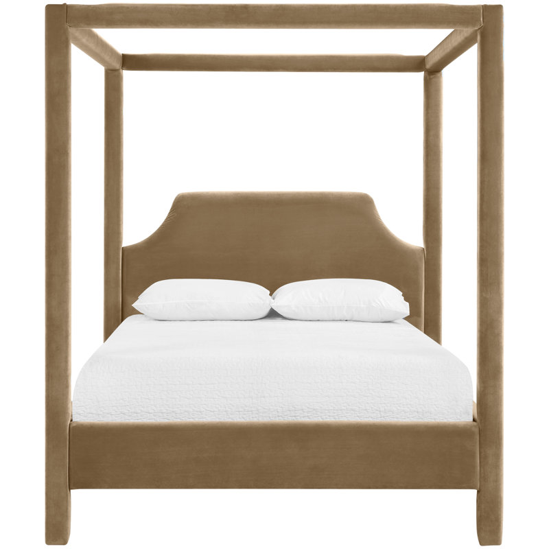 Dawson Velvet Upholstered Bed, Beige Velvet, Full / Double