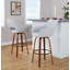 Tabouret de bar et de comptoir en tissu Sarah avec pieds en bois cintré et repose-pieds rond Sarah-100169897-105493368
