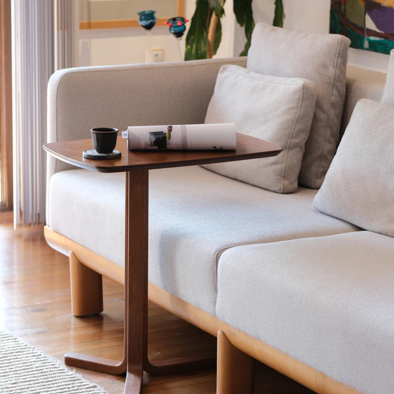 Yanki Solid Wood End Table, Light Walnut