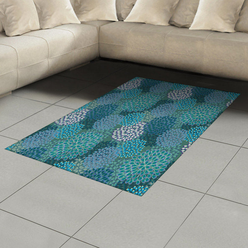 Floral High Density Long Fiber Poly Threads Decorative Area Rug Carpet, Rectangle 4' x 5'8"