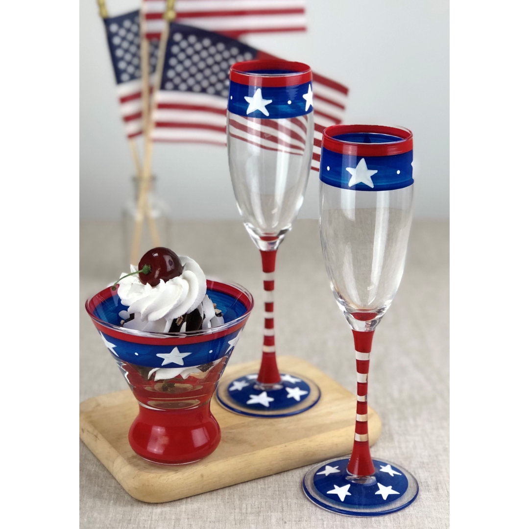 Patriotic Cosmos Glass (Set of 2) The Holiday Aisle®