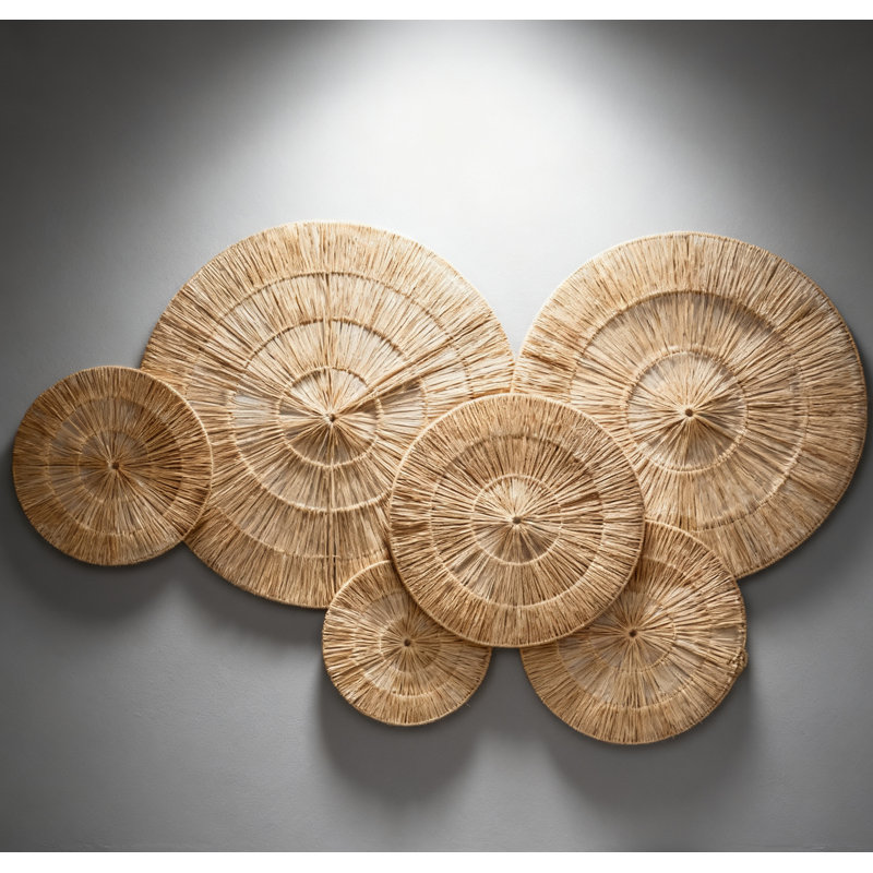 Boho Wall Decor 6-Piece Set, Handwoven Round Wall Baskets (10" To 23"), Large Wall Hanging Art For Living Room Bedroom Home Office