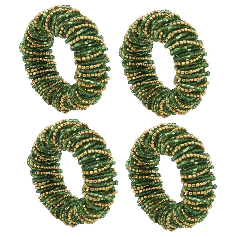 Rond de serviette rond perlé, Vert