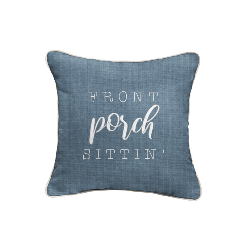Ethan Outdoor Square Sunbrella Pillow Cover & Insert, Blue