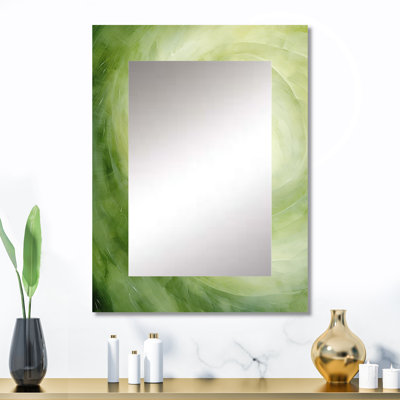 «Green Serene Spiral Dreams» - miroir mural unique en spirale abstraite