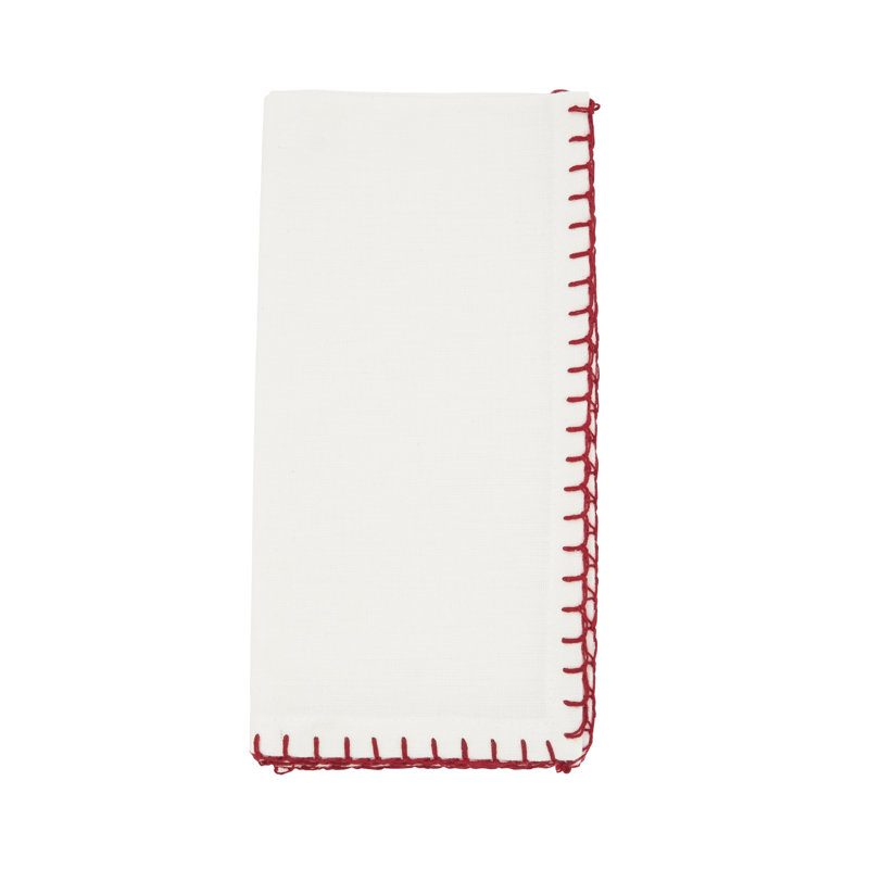 Serviette 20 po Ivara, Blanc /Rouge