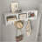 White Entryway Wall Mounted Coat Rack With 4 Dual Hooks Living Room Wooden Storage Shelf-1374562940
