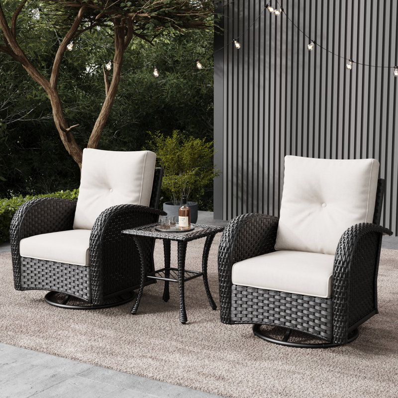 Metal Outdoor Glider, Beige, Black