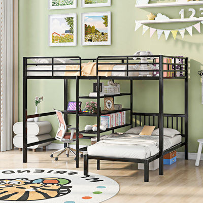 Full Bunk Bed with Build-In Desk