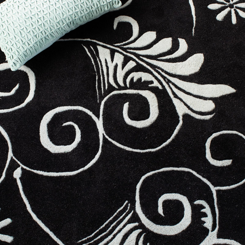 Tapis floral en laine touffeté à la main Avayah Soho, Rectangle 7 pi 6 po x 9 pi 6 po