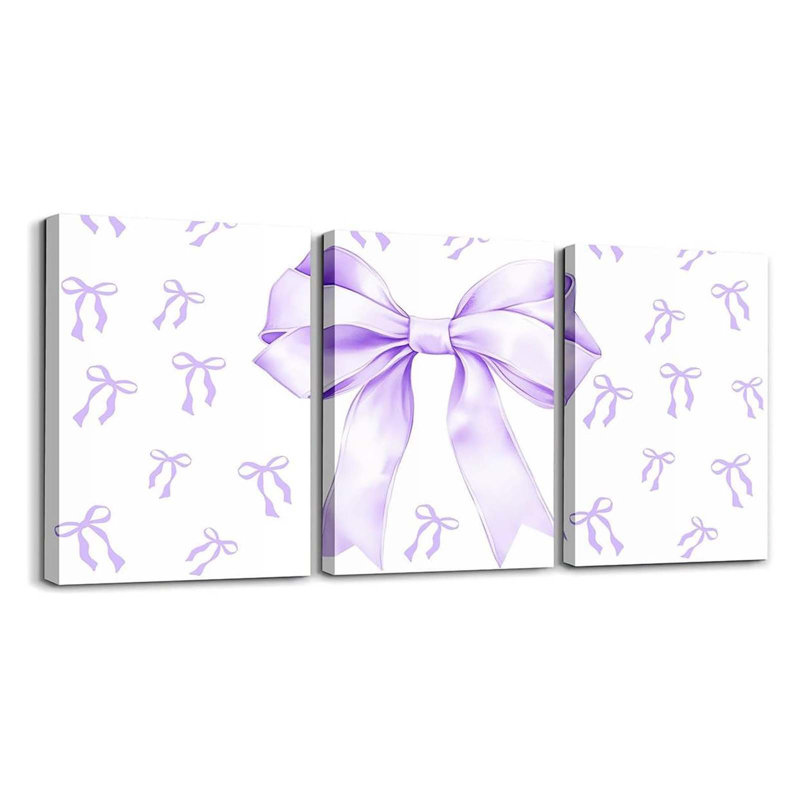 3 Piece Wrapped Canvas Print, White/Purple