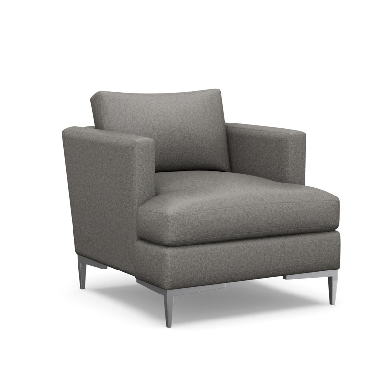 Aiden Accent Chair, Polished Stainless, Cashmere Sweater Mica