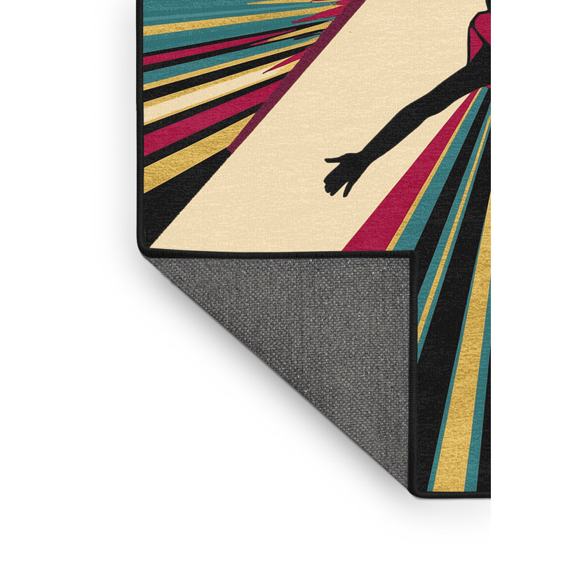 Tapis noir moelleux moelleux en forme de cirque acrobatique, 5 x 7