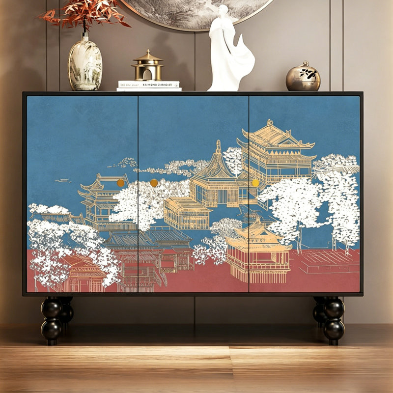 Chinese Style Wooden Entryway Storage Cabinet