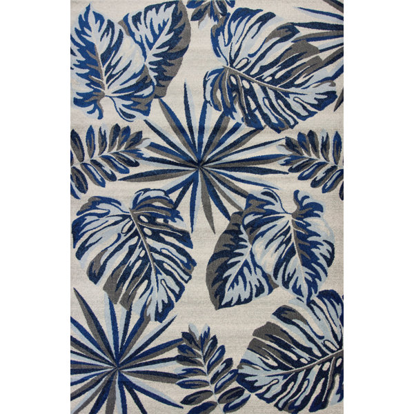 Bayou Breeze Alessa Floral Gray/Blue Area Rug & Reviews | Wayfair