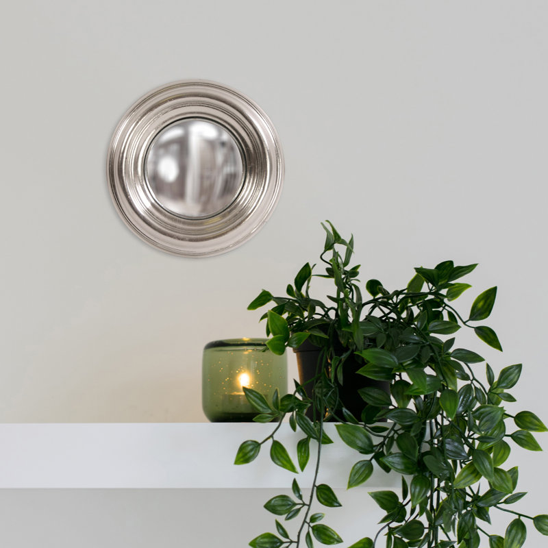 Round Metallic Silver Convex Wall Mirror