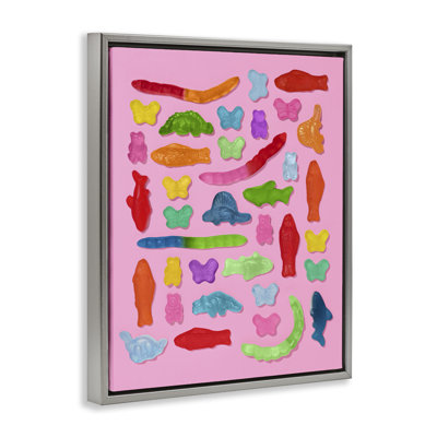 Pink Gummy Animal Collage Floating Frame, design by LISH Creative